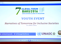 Youth Forum kicks off in Baku as part of 7th UNAOC Global Forum. Azerbaijan, Baku, 25 apr. 2016